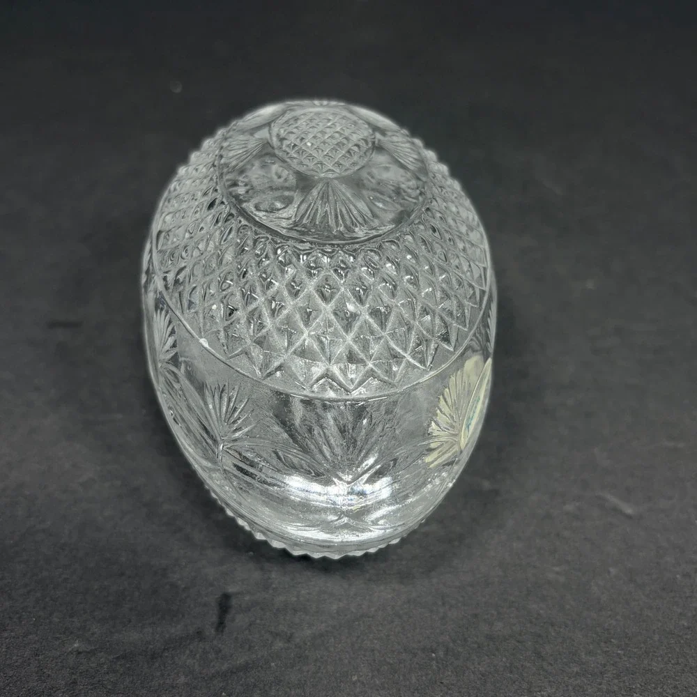 Avon Fostoria Glass Egg Soap Dish Mother's Day 1977 Collectible Orig Sticker